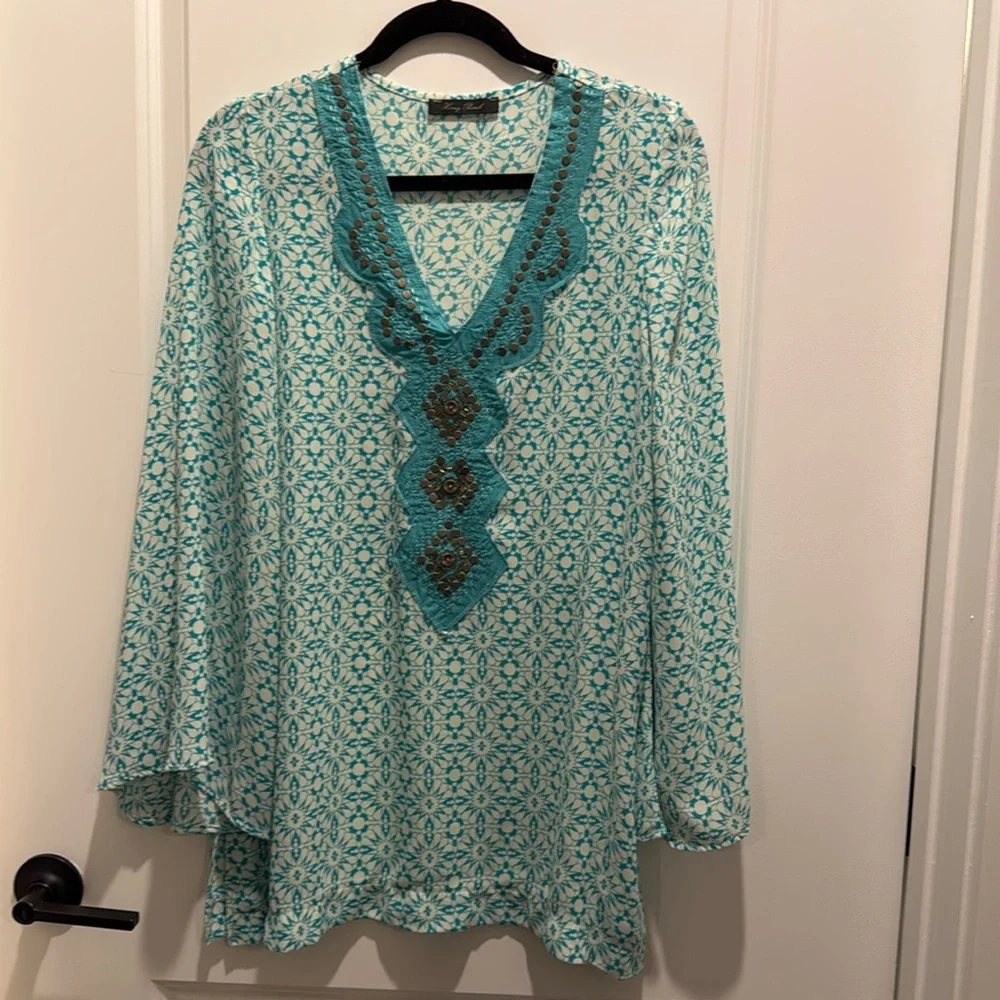 Blue beaded top - Picture 1 of 6